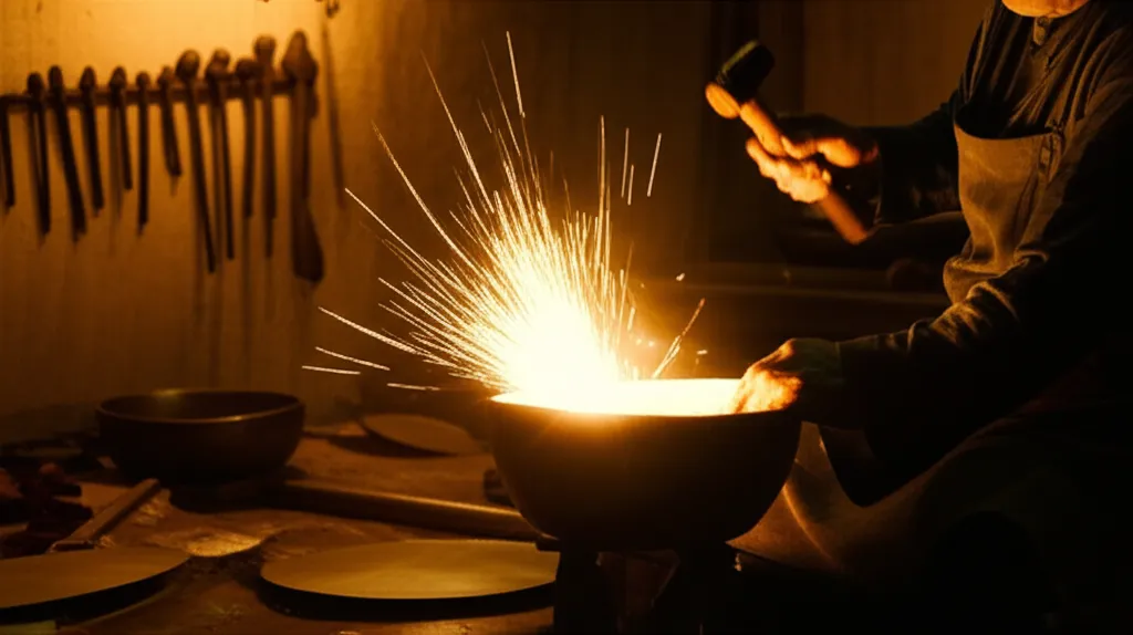 ネパールの職人が作るシンギングボウルの製造工程